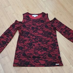 Michael Kors long sleeve top with open sho…